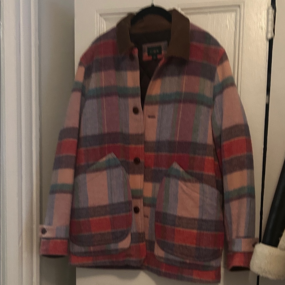J. Crew Colorful Plaid Shirt Jacket